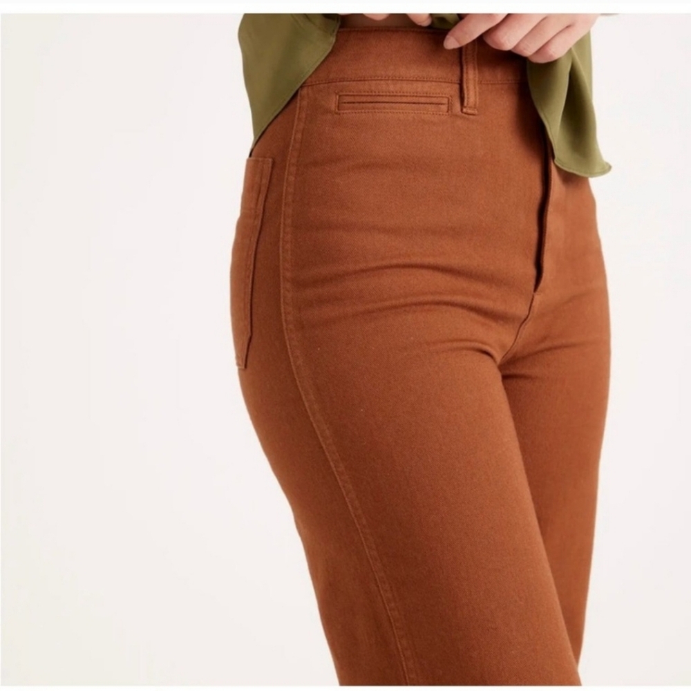 Quince Women Organic Stretch Cotton Twill Straight Leg Cropped Pants Jean Brown - Picture 5 of 8